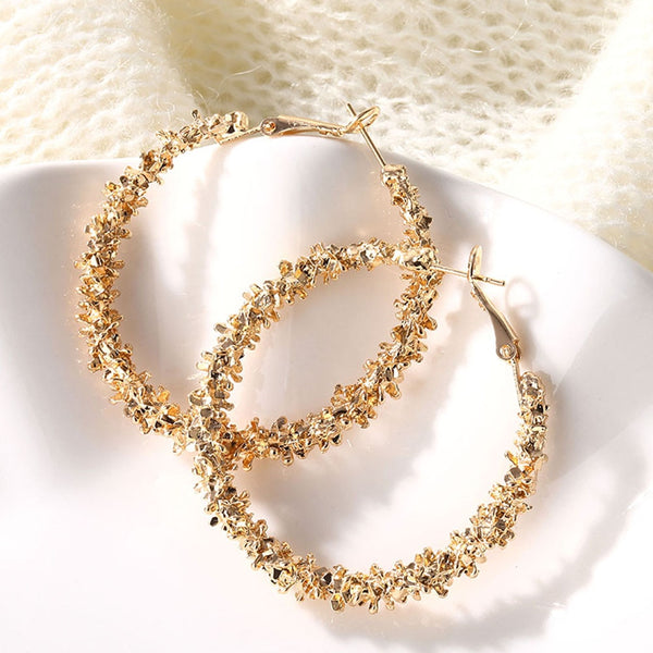 IPARAM 2025 New Big Circle Round Hoop Earrings for Women's Fashion Statement Golden Punk Charm Earrings Party Jewelry