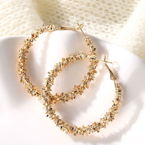 IPARAM 2025 New Big Circle Round Hoop Earrings for Women's Fashion Statement Golden Punk Charm Earrings Party Jewelry