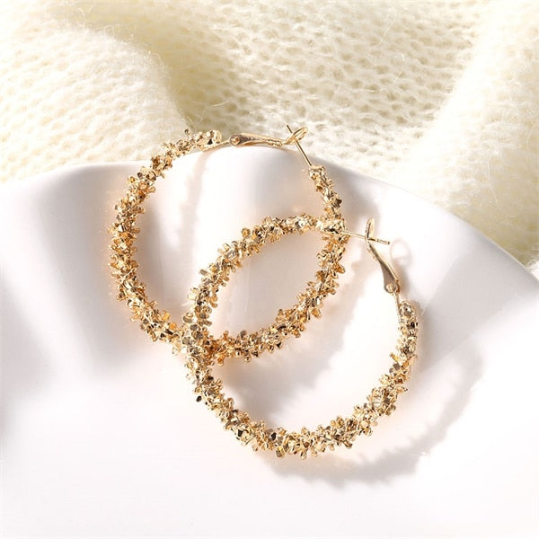 IPARAM 2025 New Big Circle Round Hoop Earrings for Women's Fashion Statement Golden Punk Charm Earrings Party Jewelry