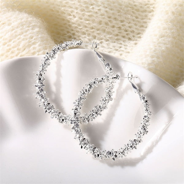 IPARAM 2025 New Big Circle Round Hoop Earrings for Women's Fashion Statement Golden Punk Charm Earrings Party Jewelry