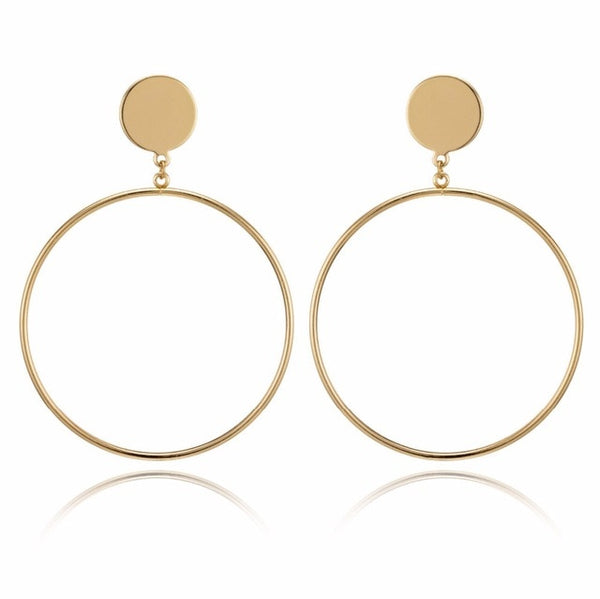 IPARAM 2025 New Big Circle Round Hoop Earrings for Women's Fashion Statement Golden Punk Charm Earrings Party Jewelry