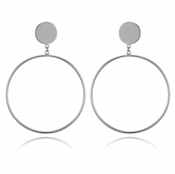 IPARAM 2025 New Big Circle Round Hoop Earrings for Women's Fashion Statement Golden Punk Charm Earrings Party Jewelry