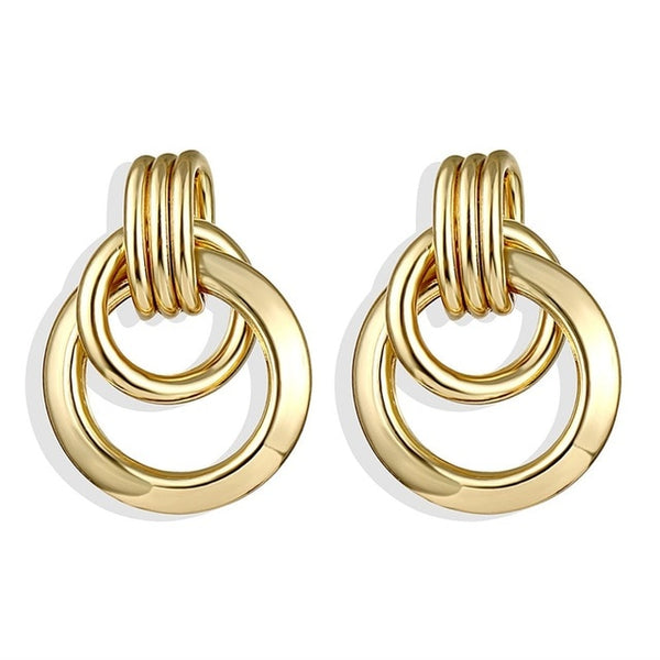 IPARAM 2025 New Big Circle Round Hoop Earrings for Women's Fashion Statement Golden Punk Charm Earrings Party Jewelry