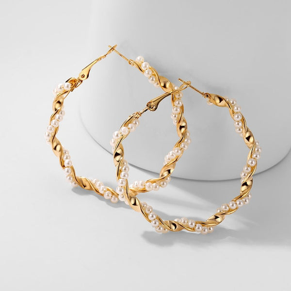IPARAM 2025 New Big Circle Round Hoop Earrings for Women's Fashion Statement Golden Punk Charm Earrings Party Jewelry