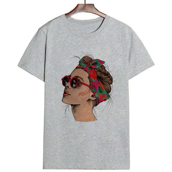 Women's Summer Vogue Print Lady Casual T-shirt Tops Harajuku Streetwear Short Sleeve O-Neck Top