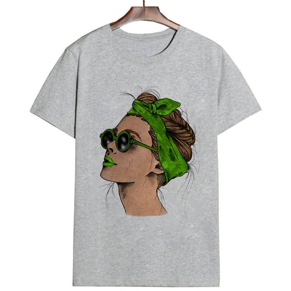 Women's Summer Vogue Print Lady Casual T-shirt Tops Harajuku Streetwear Short Sleeve O-Neck Top