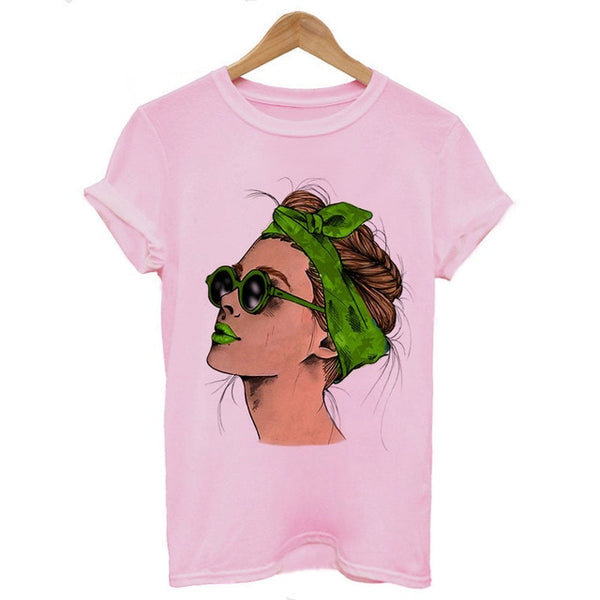 Women's Summer Vogue Print Lady Casual T-shirt Tops Harajuku Streetwear Short Sleeve O-Neck Top