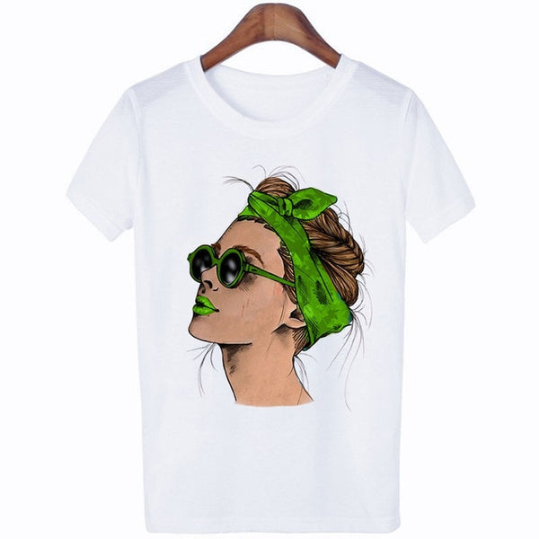 Women's Summer Vogue Print Lady Casual T-shirt Tops Harajuku Streetwear Short Sleeve O-Neck Top
