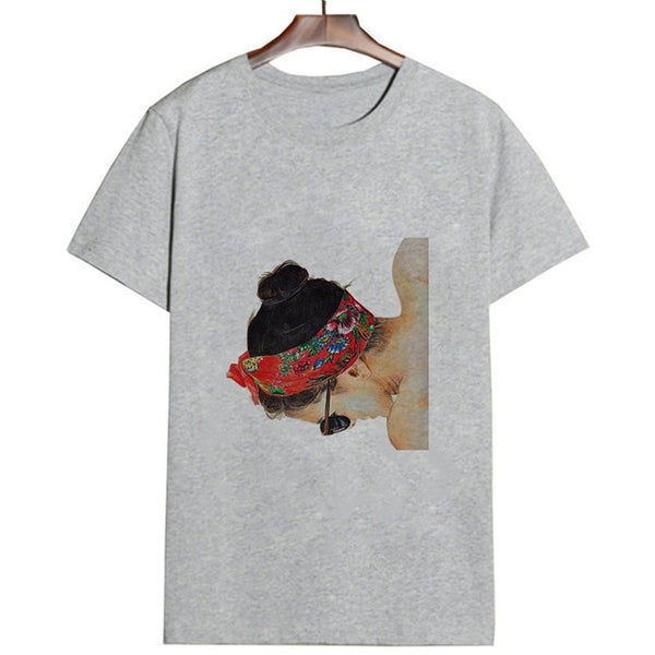 Women's Summer Vogue Print Lady Casual T-shirt Tops Harajuku Streetwear Short Sleeve O-Neck Top