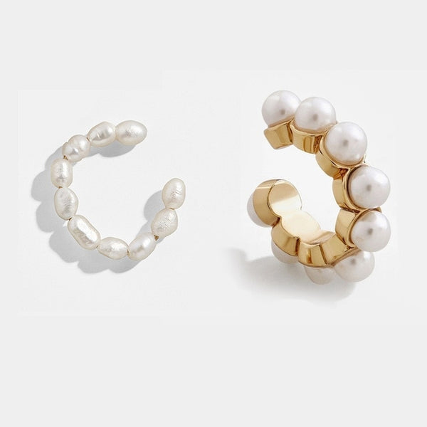2025 New Fashion Pearl Ear Cuff Bohemia Stackable C Shaped CZ Rhinestone Small Earcuffs Clip Earrings for Women Wedding Jewelry