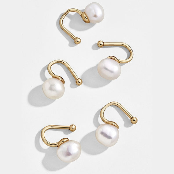 2025 New Fashion Pearl Ear Cuff Bohemia Stackable C Shaped CZ Rhinestone Small Earcuffs Clip Earrings for Women Wedding Jewelry