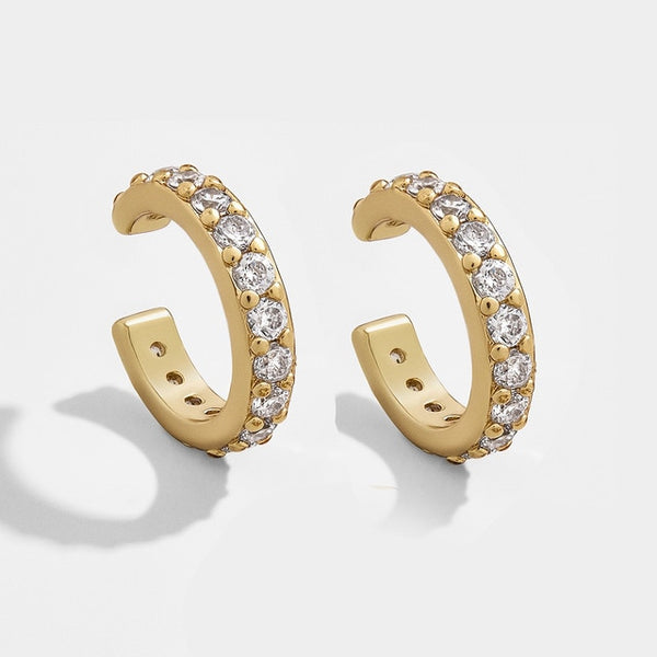 2025 New Fashion Pearl Ear Cuff Bohemia Stackable C Shaped CZ Rhinestone Small Earcuffs Clip Earrings for Women Wedding Jewelry