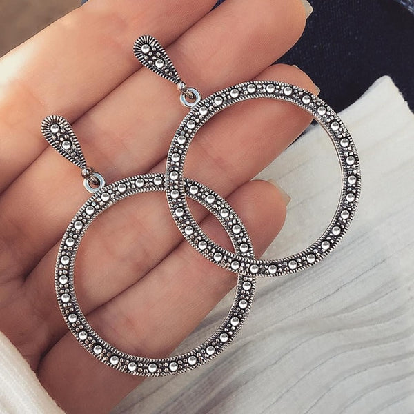 IPARAM 2025 New Big Circle Round Hoop Earrings for Women's Fashion Statement Golden Punk Charm Earrings Party Jewelry