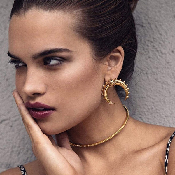 IPARAM 2025 New Big Circle Round Hoop Earrings for Women's Fashion Statement Golden Punk Charm Earrings Party Jewelry