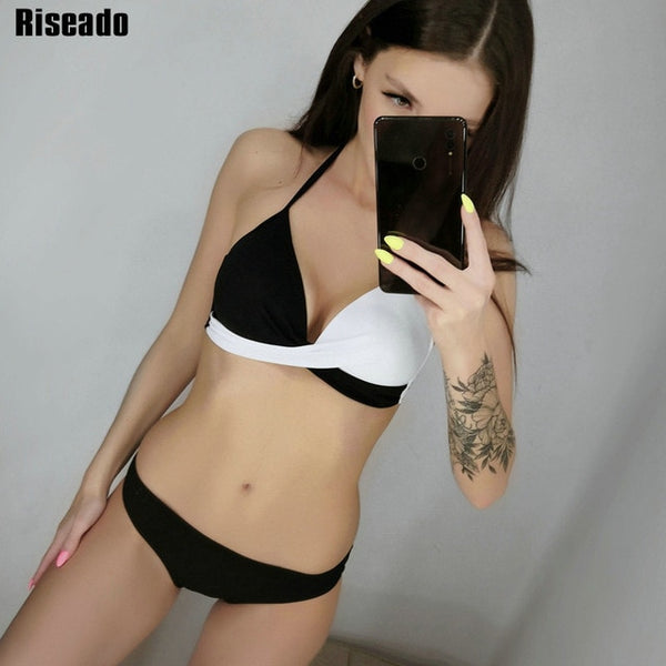 Riseado Sexy Push Up Bikinis Set Swimwear Women Swimsuits Bathing Suit Women Halter biquini Leaf Print Beach Wear Bikini 2025