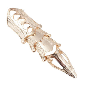 2025 NEW Cool Boys Punk Gothic Rock Scroll Joint Armor Knuckle Metal Full Finger Ring Gold Cospaly DIY Ring Halloween decoration
