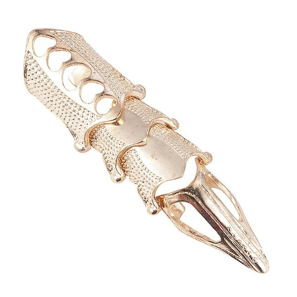 2025 NEW Cool Boys Punk Gothic Rock Scroll Joint Armor Knuckle Metal Full Finger Ring Gold Cospaly DIY Ring Halloween decoration