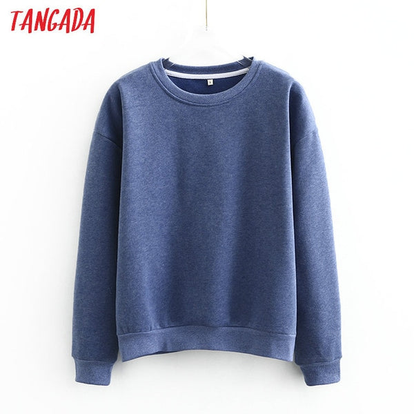 Tangada women fleece hoodie sweatshirts winter japanese fashion 2025 oversize ladies pullovers warm pocket hooded jacket SD60