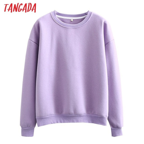Tangada women fleece hoodie sweatshirts winter japanese fashion 2025 oversize ladies pullovers warm pocket hooded jacket SD60