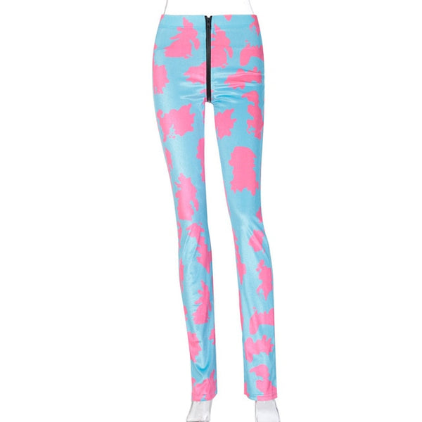 Simenual Cow Print Zipper Velvet Women Stacked Pants High Waist Fashion Street Style Slim Bodycon 2021 Autumn Long Trousers Hot