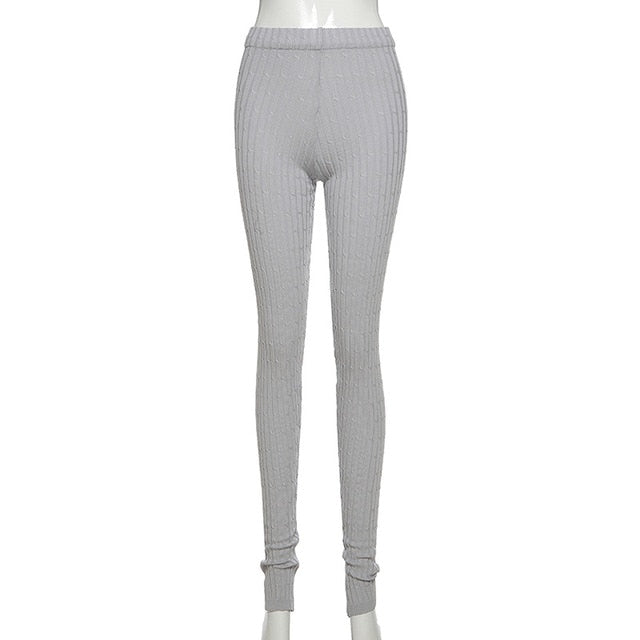 Simenual Knitting Twist Autumn Winter Women Pencil Pants Side Slit Fashion 2022 Skinny Long Trousers Casual Workout Solid Pants