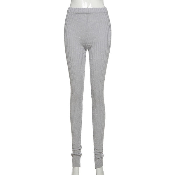 Simenual Knitting Twist Autumn Winter Women Pencil Pants Side Slit Fashion 2022 Skinny Long Trousers Casual Workout Solid Pants