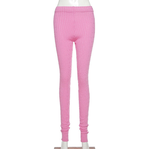 Simenual Knitting Twist Autumn Winter Women Pencil Pants Side Slit Fashion 2022 Skinny Long Trousers Casual Workout Solid Pants