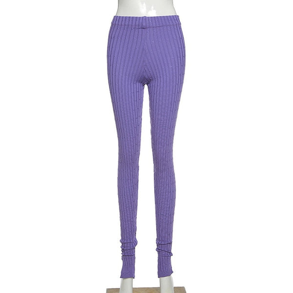 Simenual Knitting Twist Autumn Winter Women Pencil Pants Side Slit Fashion 2022 Skinny Long Trousers Casual Workout Solid Pants
