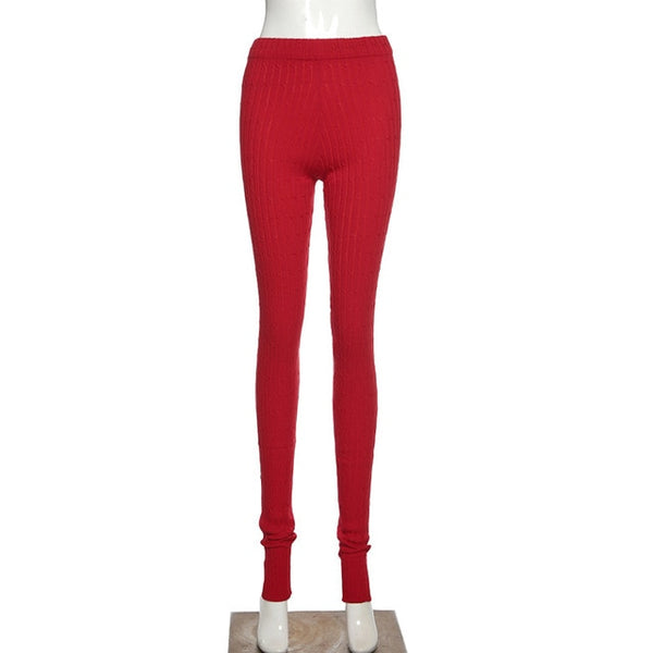 Simenual Knitting Twist Autumn Winter Women Pencil Pants Side Slit Fashion 2022 Skinny Long Trousers Casual Workout Solid Pants