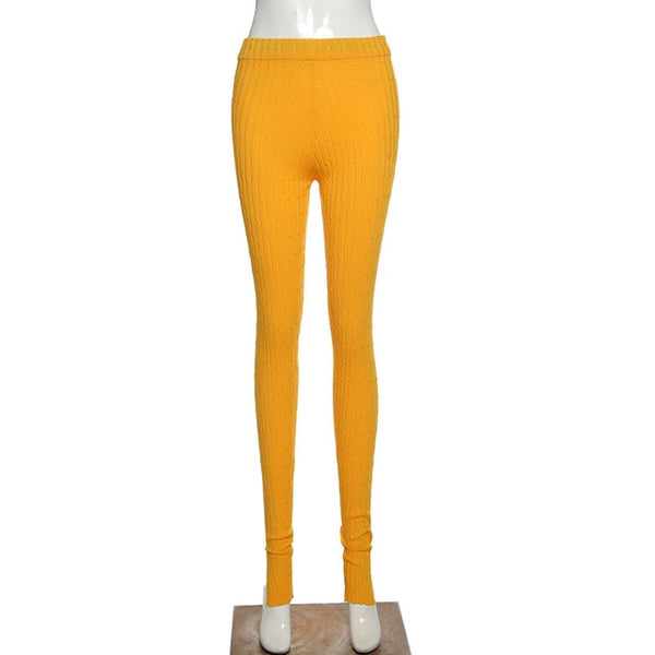 Simenual Knitting Twist Autumn Winter Women Pencil Pants Side Slit Fashion 2022 Skinny Long Trousers Casual Workout Solid Pants