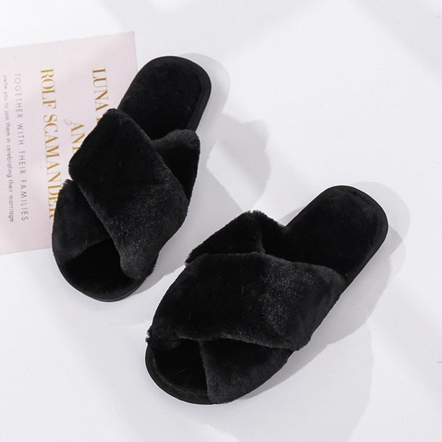 Women's Faux Furry House Slippers